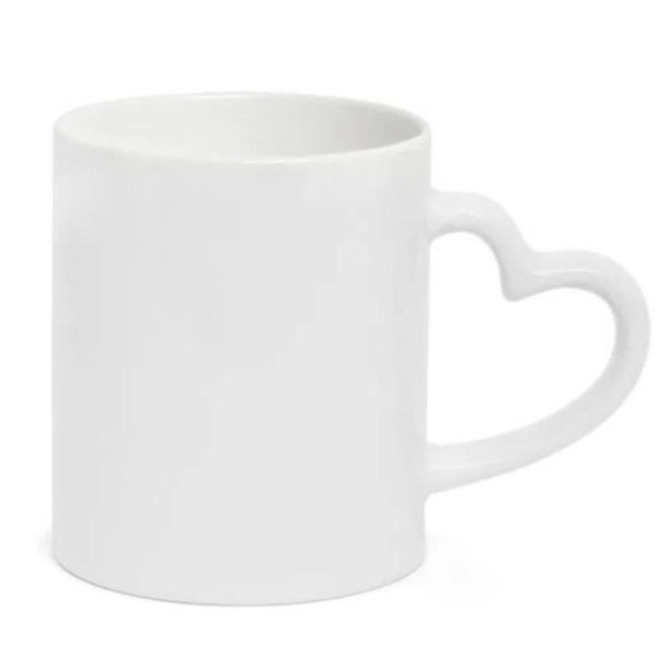 Caneca Alça Coração Live 325ml Branca para Sublimação