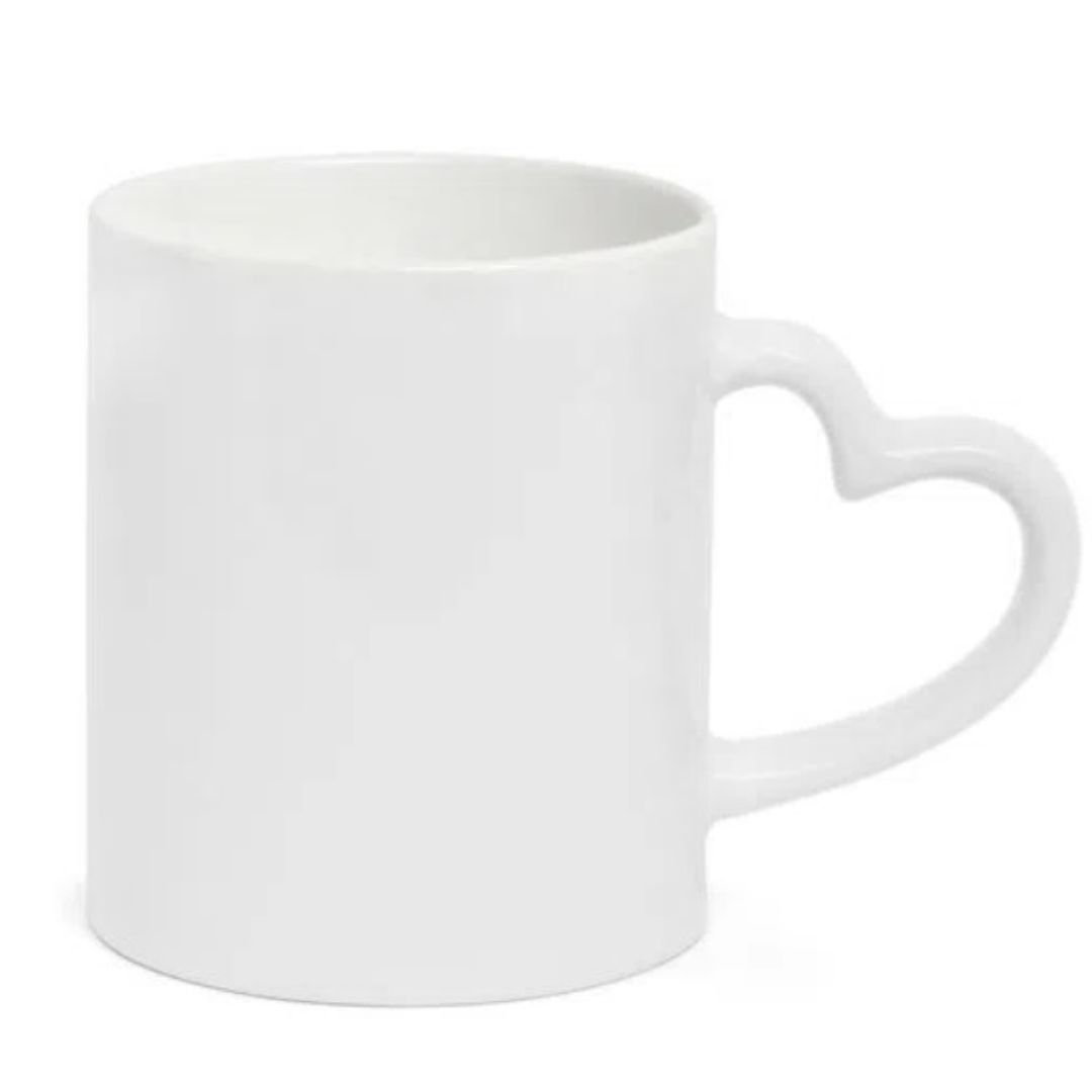 Caneca Alça Coração Live 325ml Branca para Sublimação