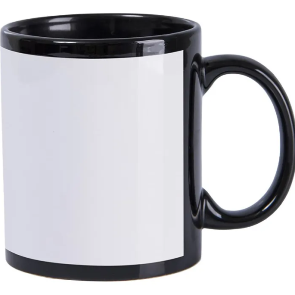 Caneca Preta Tarja Panda 325ml para Sublimação