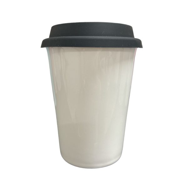 Copo Trip Branco 300ml com Tampa Silicone Preta