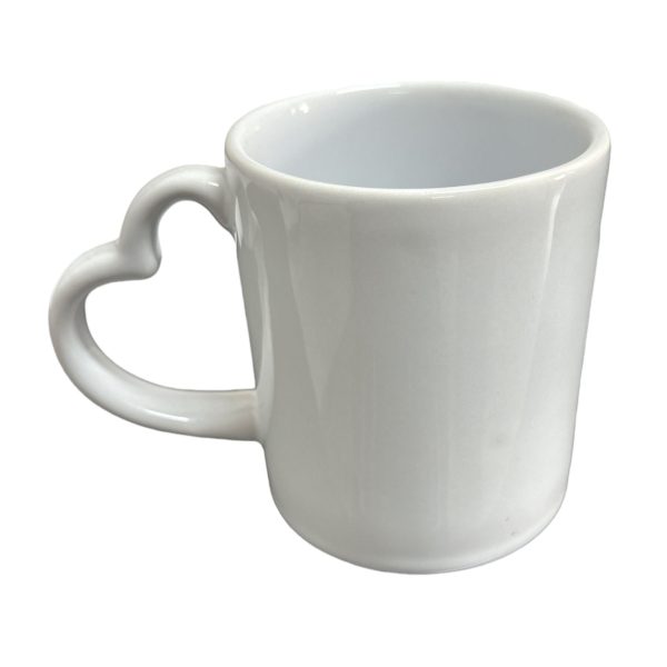 Caneca Alça Coração 300ml Sublime para Sublimação Branca